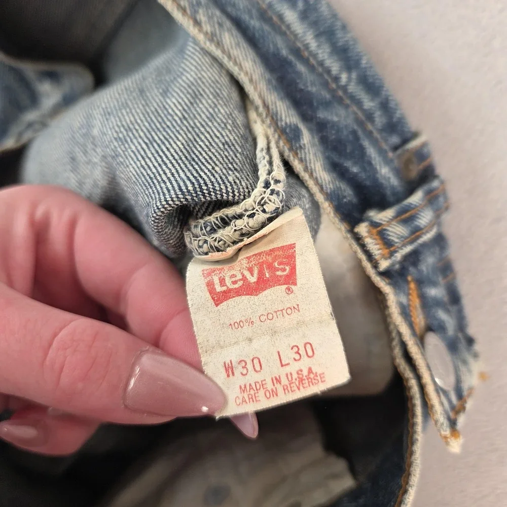 Vintage Levis 501 Jeans Mens Blue Acid‎ Wash Denim Tapered USA 80s Fits 28x26